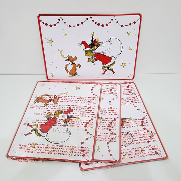 NEW RARE Pottery Barn Kids Set of 4 Dr. Seuss Grinch Hardmats - Picture 3 of 4